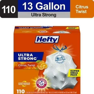 lot 2244 image: Hefty Ultra Strong 13 Gallon Trash Bags, Tall Kitchen, White, 110 Bags