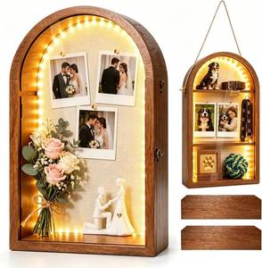 lot 2249 image: Lighted Shadow Box Frame 10x16, 4-Inch Deep with Removable Shelves