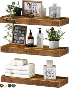 lot 2253 image: QEEIG Floating Shelves for Wall Small Shelf (Brown, Set of 3, 15.7 x 6.7)