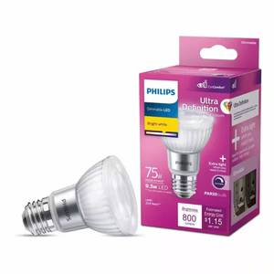 lot 2270 image: 2 pack -75-Watt Equivalent PAR20 LED Light Bulb, E26, Dimmable, 3000K, Brig