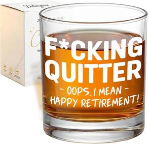 lot 2281 image: Fcking Quitter Retirement Whiskey Glass Gift for Men & Women