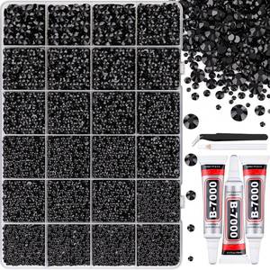 lot 2285 image: 32000 Pcs Black Rhinestones for Bedazzling Flatback Resin Gems  Glue