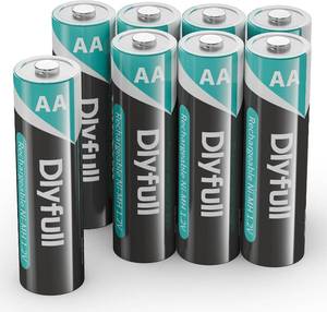 lot 2294 image: DLYPOW 8 Pack Rechargeable AA Batteries with 2800mAh True High Capacity
