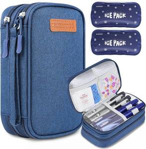 lot 2299 image: suzamed Double Layer Insulin Cooler Travel Case, Expandable Space, Blue