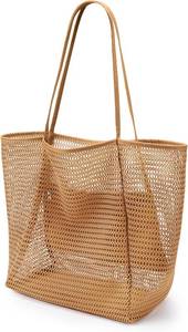 lot 2307 image: KALIDI Beach Mesh Tote Bag, Casual MAX 23L Summer Foldable Hobo Bag Women