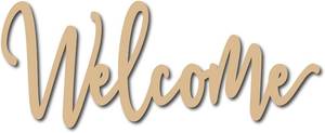 lot 2330 image: CREATCABIN Welcome Sign Wood Cutout, Rustic Wall Art, 12 x 4.7 in Front Doo