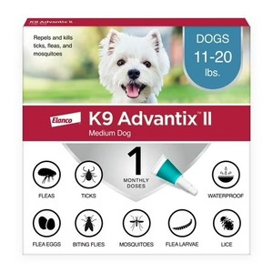 lot 2347 image: K9 Advantix II Monthly Flea & Tick Prevention for Medium Dogs 11-20 lbs
