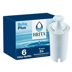 lot 2352 image: $50 Brita Plus Filter for Pitchers, BPA-Free, 2x Contaminants, 6 Filters