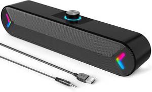 lot 2357 image: LENRUE USB-Powered Computer Speakers 10W Stereo Sound-bar A39PRO
