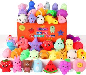lot 2358 image: 30 Pack Squishy Toys - Kawaii Mochi Squishies for Kids 4-12, Party Favors