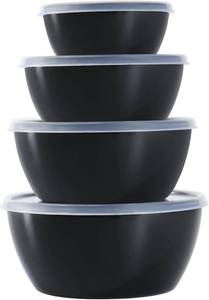 lot 2365 image: 4-Piece Plastic Prep Bowls with Lids, Mixing Bowl Set, Microwave Safe