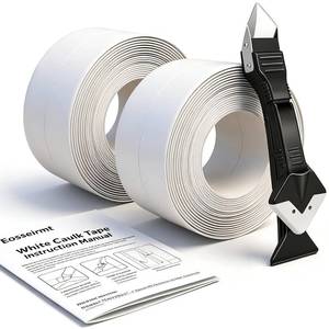 lot 2374 image: White Caulk Tape, 1.5 Inch x 21 FT (2 Pack)