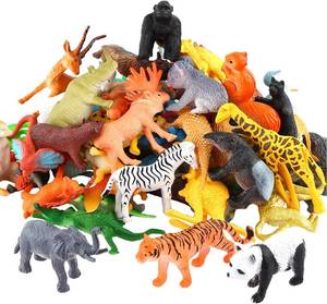 lot 2380 image: 54 Piece Mini Wild Animal Figures for Kids, Plastic Small Zoo Toy Set