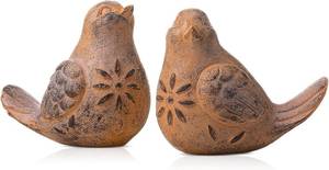 lot 2383 image: Blulu 2 Pcs Bird Figurines Home Decor Rustic Brown Bird Figurines