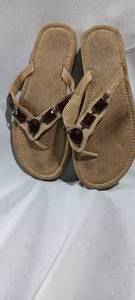 lot 34898 image: Womens suede sandals with brown gems on straps size 7-8