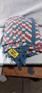 lot 34908 image: Blue, rose and white-toned crochet blanket