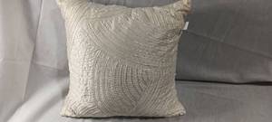 lot 34912 image: White throw pillow with beaded design