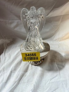 lot 34566 image: Glass Angel on wooden stand