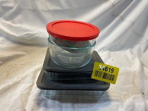 lot 34619 image: Pyrex Glass Tupperware with lids