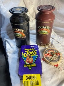 lot 34665 image: Vintage Tin Can - Assorted Brands - Coasters.