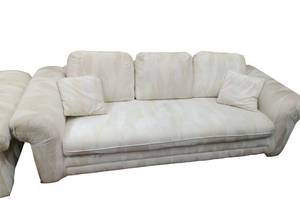 lot 3600 image: Cream Upholstered Sofa w Rolled Arms