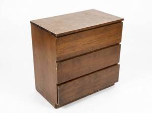 lot 3625 image: Wood Nightstand With 3 Drawers Light Finish Top
