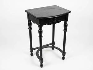 lot 3640 image: Black Wood Side Table with Drawer and Turned Legs