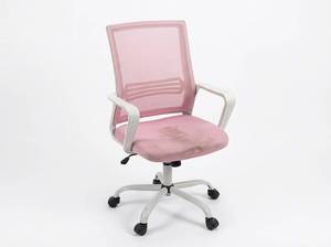 lot 3643 image: Pink Mesh Office Chair w White Frame