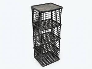 lot 3669 image: Black Plastic Utility Shelf w Storage Baskets