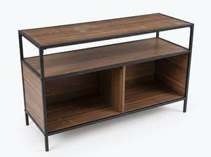 lot 3673 image: Industrial Wood & Metal Storage Shelving Unit