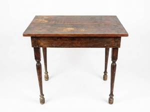 lot 3682 image: Antique Wood Dining Table  w Turned Legs