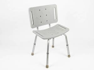 lot 3683 image: White Plastic Shower Chair with Backrest