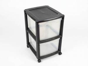 lot 3688 image: Homz Mobile Storage Cart 2-Drawer Black Frame