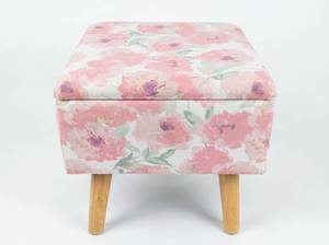 lot 3695 image: Nanette Lepore Storage Stool w Floral Upholstery