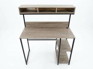 lot 3696 image: Light Oak Computer Desk w Shelving & Storage