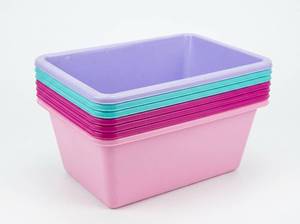 lot 3818 image: Plastic Storage Bins Assorted Colors (Qty. 7)