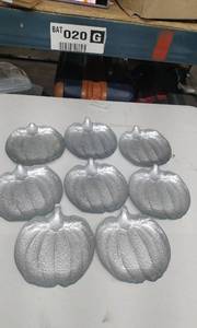 lot 3838 image: Set of 8 Silver Pumpkin-Shaped Serving Dishes
