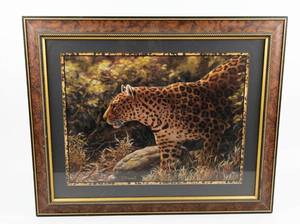 lot 3844 image: Framed Leopard Wildlife Art Print