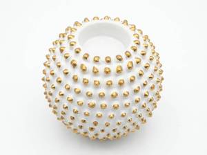 lot 3856 image: White Ceramic Bowl with Gold Studded Spikes