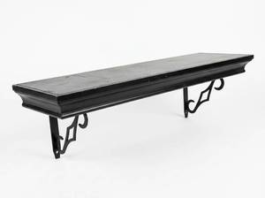 lot 3872 image: Black Wood Wall Shelf w Metal Supports
