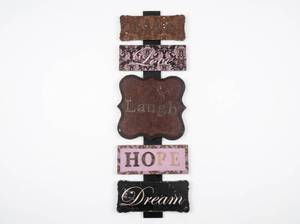 lot 3905 image: Wood Wall Art Sign with Cross and Inspirational Words