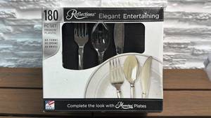 lot 60 image: Reflections 180 PC Plastic Cutlery Set 60 Forks 60 Spoons 60 Knives