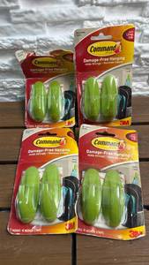 lot 82 image: Command Brand Damage-Free Hanging Decorative Hooks (Green) - 4 packs of 2 hooks