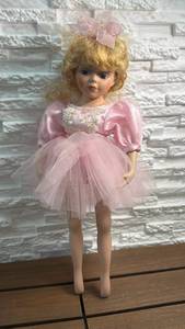 lot 85 image: Porcelain Doll in Pink Dress - 17 inch