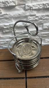lot 115 image: 6-Piece Glads Coaster Set with Metal Holder