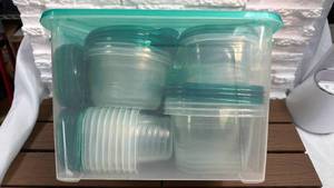 lot 120 image: Brand new Food Storage Container Set - Teal Lids Multiple Sizes