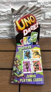 lot 141 image: Mattel UNO Dare Card Game & Teenage Mutant Ninja Turtles Jumbo Playing Cards Lot