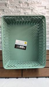 lot 148 image: Mainstays Medium Decorative Basket (Set of 2) 14 IN W x 11.5 IN D x 5.25 IN H Sage Green