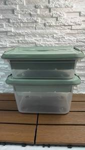 lot 152 image: 2-Pack Stackable Storage Containers with Green Lids
