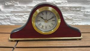 lot 223 image: Table Clock with Roman Numeral Dial and Brass Base